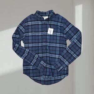 NWT MUGSY BLUE PLAID FLANNEL - MENS XS